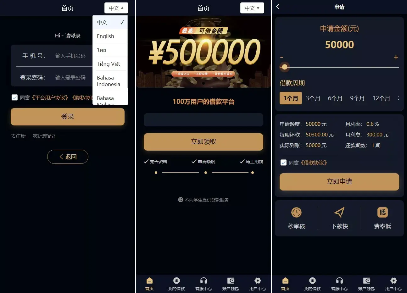 【多语言海外贷款系统】最ui海外贷款系统+uniapp前端贷款源码+海外小额贷款系统+客服系统